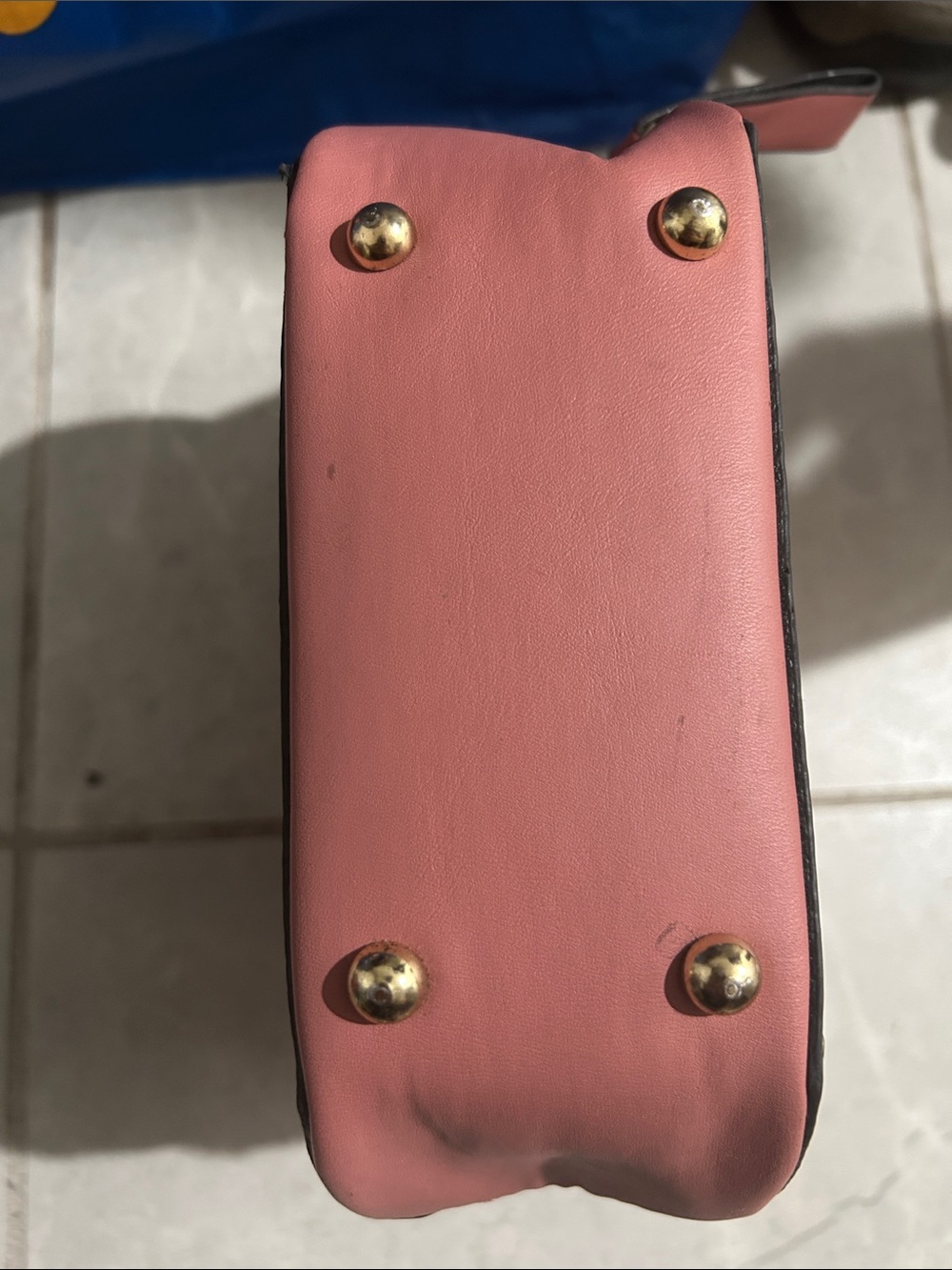 Studded Round Pink Top-Handle Bag with Gold Hardware - Picture 5 of 5